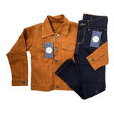 Conjunto Infantil Menino Jaqueta Sarja Calça Jeans 4 6 8 Ano