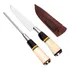 Conjunto Inox Faca Chaira 5  Cabo Osso Chifre Cutelaria Chef