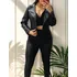 Conjunto Jaqueta E Calça Feminina Couro Eco Outono Inverno
