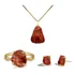 Conjunto Jaspe Vermelho Pedra Natural Banho Ouro 18k 60cm