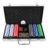 Conjunto Jogo De Poker Maleta Dados S  Numeração 300 Fichas