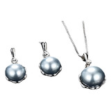 Conjunto Joias Perolas Cinza