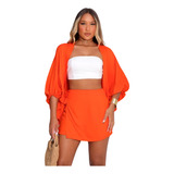 Conjunto Kimono Tecido Duna Não Amassa Kit 2 Peças Conjuntos