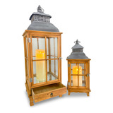 Conjunto Lanternas Decorativa Madeira