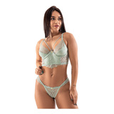 Conjunto Lingerie Cropped Renda