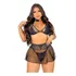 Conjunto Lingerie Feminino Trio Saia Sutiã Renda E Calcinha