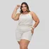 Conjunto Linho Plus Size + Cinto Blogueira Blusinha E Shorts