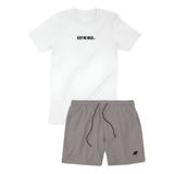 Conjunto Masculino Camiseta Algodão Estampado Short Elastano