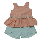 Conjunto Menina Blusa Bordada
