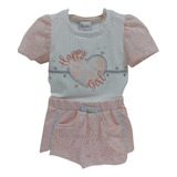 Conjunto Menina Blusa Bordada