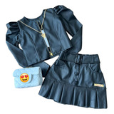 Conjunto Menina Infantil Couro