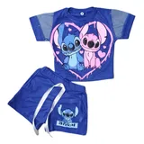 Conjunto Menina Stitich Azul