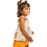 Conjunto Menina Verão Kukiê Bata Alça Ursinho E Shorts Malha