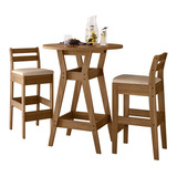 Conjunto Mesa Bistro Com 02 Banquetas Cedro Gold 51c