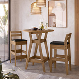 Conjunto Mesa Bistrô Com 2 Banquetas Cedro Gold 11c