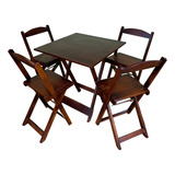 Conjunto Mesa Dobrável 4 Cadeiras Cor Imbuia Bares Restantes