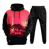 Conjunto Moletom 3d Full Nascer Do Sol Inédita Casaco Lindo