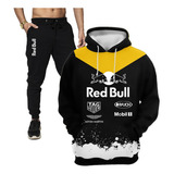 Conjunto Moletom Red Bull Motoqueiro Casaco De Frio E Calça
