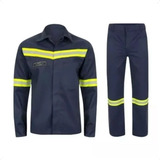 Conjunto Nr10 Calça Camisa Risco 2 Eletricista Azul Marinho
