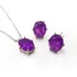 Conjunto Oval Pedra Natural Ultra Violet Banho Ródio