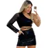 Conjunto Paetê Cropped Balada Manga Única + Saia Justinha 