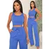 Conjunto Pantalona Feminina Wide Leg Blusa Cropped Verão Top