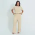 Conjunto Pantalona Wide Leg E Cropped Soltinho Tendencia