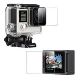 Conjunto Película Gopro Hero 4 Silver Lcd Lente Case Go Pro