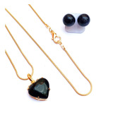 Conjunto Pingente Coracao Em