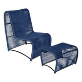 Conjunto Poltrona Puff Aluminio Corda Nautica Jardim