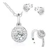 Conjunto Prata 925  Colar Ponto De Luz, Anel E Brinco