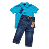 Conjunto Ralph Lauren Camisa Polo Calça Jeans Baby Boy 24 M