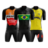 Conjunto Roupa Bike Kit Ciclismo Camisa E Bermuda Espuma