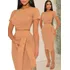 Conjunto Saia E Blusa Feminina Cropped Fenda Faixa Multiuso 