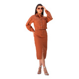 Conjunto Saia Midi Fenda