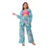 Conjunto Saída De Praia Manga Longa E Calça Estampada Tule
