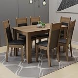 Conjunto Sala De Jantar Madesa Medelin Mesa Tampo De Madeira Com 6 Cadeiras - Rustic/preto/sintpreto