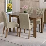 Conjunto Sala De Jantar Mesa Tampo De Vidro 4 Cadeiras Celina Madesa