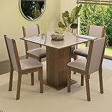 Conjunto Sala De Jantar Mesa Tampo De Vidro 4 Cadeiras Tifani Madesa