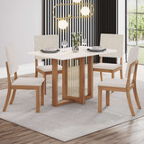 Conjunto Sala Jantar Natalí 120cm Canto Reto   4 Wt