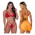 Conjunto Sexy Duas Tiras + Camisola Sensual Decote Costas
