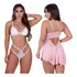 Conjunto Sexy Duas Tiras + Camisola Sensual Decote Costas