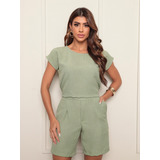 Conjunto Short Blusa Linho