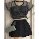 Conjunto Short Saia Botao
