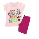 Conjunto Shorts Pink E Blusa Tam 1-14 Infantil Para Meninas