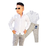 Conjunto Social Kit 2 Peças Infantil Camisa Branca E Calça 