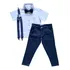 Conjunto Social Menino Tamanho 1 Ao 8 - Branco Com Marinho