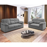 Conjunto Sofá 3 E 2 Lugares Suede Istambul Flash Cor Cinza