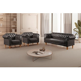 Conjunto Sofá E Poltronas Chesterfield Duque