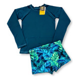 Conjunto Sunga E Camiseta Proteção Uv50 Bebê Infantil Praia